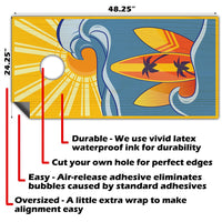 Surf The Wave - Cornhole Board Wrap - Set of 2