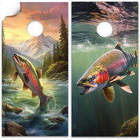 Blue Lake Fishing - Cornhole Board Wrap - Set of 2