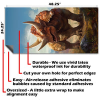 T-Rex and Triceratops - Cornhole Board Wrap - Set of 2