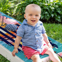 Sunset Sea Turtle and American Flag - Cornhole Board Wrap - Set of 2