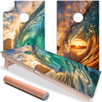 Morning and Sundown Tunnel Waves - Cornhole Board Wrap - Set of 2