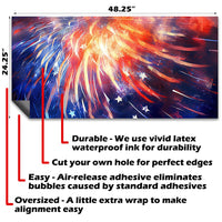 USA American Eagle and Fireworks - Cornhole Board Wrap - Set of 2