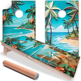 Beach Dreams - Cornhole Board Wrap - Set of 2
