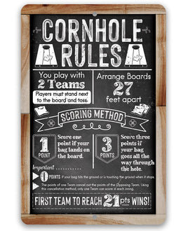 Cornhole Rules - Metal Sign