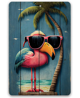 Life's a Beach Flamingo - Metal Sign