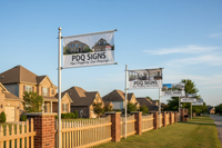 Images of several small realtor banners 2ftx6ft hanging horizontal everywhere with realtor background images and PDQ Signs as an agent