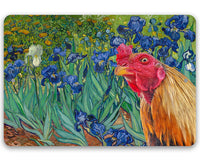 Irises Painting - Interrupted by Rooster - Metal Sign