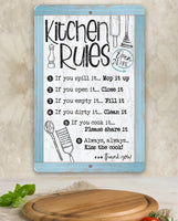 Kitchen Rules, Open 24 Hrs. - Metal Sign