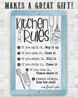 Kitchen Rules, Open 24 Hrs. - Metal Sign
