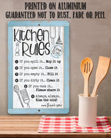 Kitchen Rules, Open 24 Hrs. - Metal Sign
