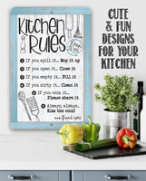 Kitchen Rules, Open 24 Hrs. - Metal Sign
