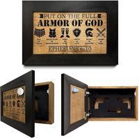 Hidden Gun Cabinet Put On The Full Armor Of God, Secure Concealed Ephesians 6:10 Gun Safe by Bellewood Designs