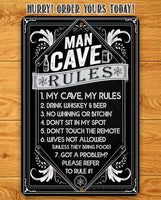 Man Cave Rules - Metal Sign
