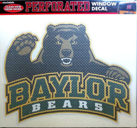 Baylor University Bears 8 Inch Preforated Window Film Decal Sticker, One-Way Vision, Adhesive Backing