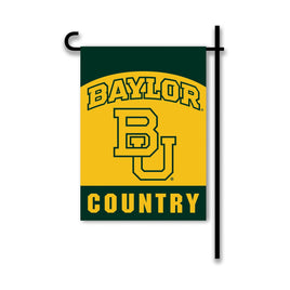 BSI Products, INC. - Baylor Bears 2-Sided Country Garden Flag and Plastic Pole with Suction Cups - BU Football Pride - Durable for Indoor and Outdoor Use - Great Fan Gift Idea - Country