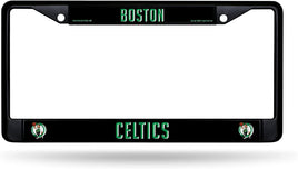 Boston Celtics Black Metal License Plate Frame Chrome Tag Cover 6x12 Inch