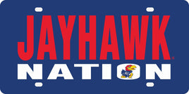 University of Kansas Jayhawks Premium Laser Cut Tag License Plate, Nation Design, Mirrored Acrylic Inlaid, 12x6 Inch