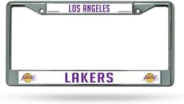 Los Angeles Lakers Premium Metal License Plate Frame Chrome Tag Cover, 12x6 Inch