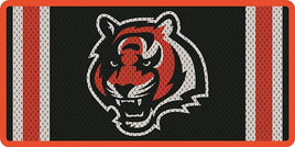 Cincinnati Bengals Premium Laser Cut Tag License Plate, Jersey Design, Mirrored Acrylic Inlaid, 12x6 Inch