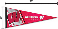 University of Wisconsin Badgers Soft Felt Pennant, Primary Design, 12x30 Inch, Easy To Hang