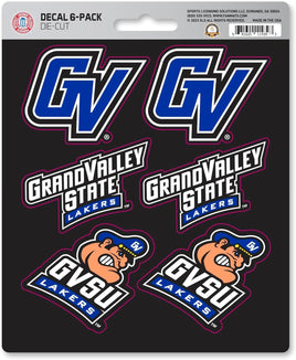 Grand Valley State University Lakers 6-Piece Decal Sticker Set, 5x6 Inch Sheet, Gift for football fans for any hard surfaces around home, automotive, personal items