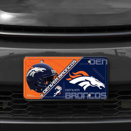 Denver Broncos Metal Tag License Plate Split Design 12x6 Inch