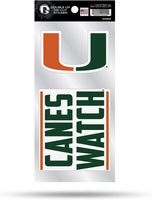University of Miami Hurricanes Double Up Die Cut Sticker Decal Sheet, 4x8 Inch