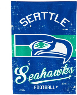 Seattle Seahawks Premium Garden Flag Banner, Double Sided, Retro Vintage Style, Linen, 13x18 Inch