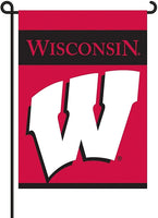 Wisconsin Badgers Premium Garden Flag Banner, Double Sided, 13x18 Inch, Display Stand Sold Seperately