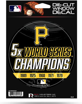 Pittsburgh Pirates 5" Decal Sticker 5X Time Champions Flat Vinyl Auto Emblem Baseball