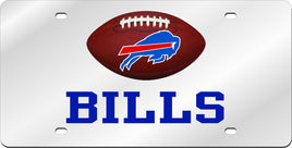 Buffalo Bills Premium Laser Cut Tag License Plate, Football Design, Mirrored Acrylic Inlaid, 12x6 Inch