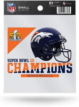Denver Broncos Super Bowl 50 Champions 3 Inch Flat Static Cling Decal