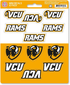 Virginia Commonwealth University VCU Rams 12-Piece Mini Decal Sticker Set, 5x6 Inch Sheet, Gift for football fans for any hard surfaces around home, automotive, personal items