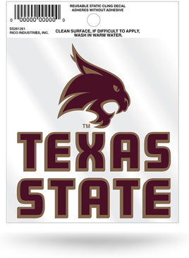 Texas State University Bobcats 3 Inch Flat Static Cling Decal
