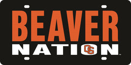 Oregon State University Beavers Premium Laser Cut Tag License Plate, Nation Design, Mirrored Acrylic Inlaid, 12x6 Inch