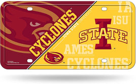 Iowa State University Cyclones Metal Auto Tag License Plate, Split Design, 6x12 Inch
