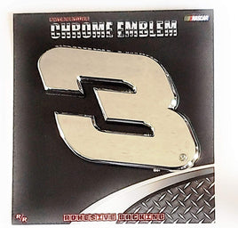 Dale Earnhardt Sr Senior #3 Premium Raised Silver Chrome Color Auto Emblem Decal Nascar Racing