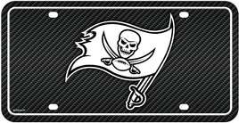 Tampa Bay Buccaneers Metal Auto Tag License Plate, Carbon Fiber Design, 6x12 Inch