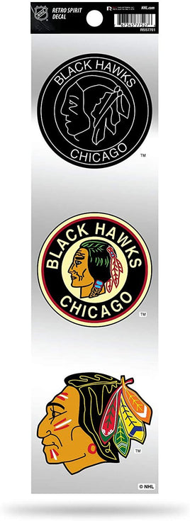 Chicago Blackhawks 3pc Retro Spirit Decals Premium Throwback Stickers