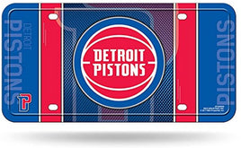 Detroit Pistons Metal Auto Tag License Plate, Split Design, 6x12 Inch