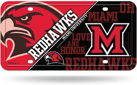 Miami University of Ohio Redhawks Metal Auto Tag License Plate, Split Design, 6x12 Inch