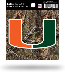 Rico Industries NCAA Miami Hurricanes - The U Camo 4" x 4" Sports Decal