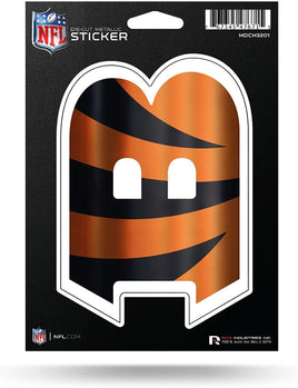 Cincinnati Bengals 5 Inch Die Cut Decal Sticker, Metallic Shimmer Design, Full Adhesive Backing