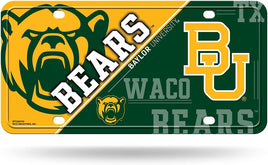 Baylor University Bears Metal Auto Tag License Plate, Split Design, 6x12 Inch