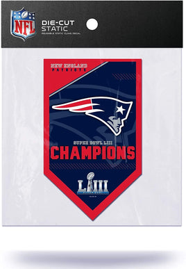 Patriots Super Bowl LIII Champions 6" Flat Vinyl Die Cut Static Cling Decal Sticker Football