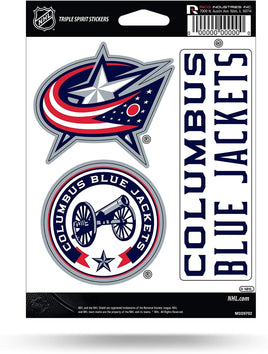 NHL Columbus Blue Jackets Die Cut 3-Piece Triple Spirit Sticker Sheet