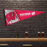 University of Wisconsin Badgers Soft Felt Pennant, Primary Design, 12x30 Inch, Easy To Hang