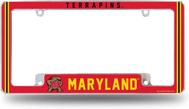 University of Maryland Terrapins Metal License Plate Frame Chrome Tag Cover Alternate Design 6x12 Inch