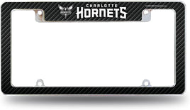 Charlotte Hornets Metal License Plate Frame Tag Cover Carbon Fiber Design 12x6 Inch