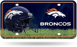 Denver Broncos Metal Auto Tag License Plate, Field Design, 6x12 Inch